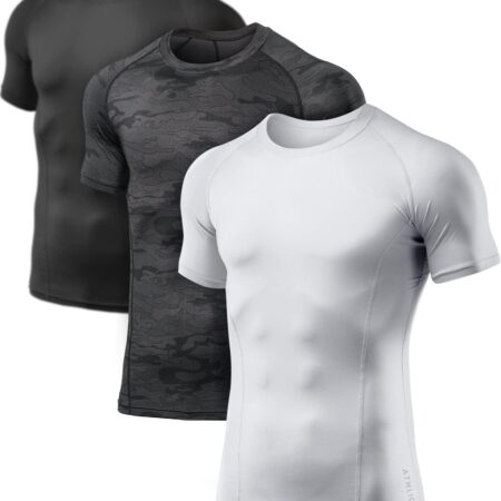 Men's Cool Dry Short  Compression Shirts, Sports Baselayer T-Shirts Tops, Athletic Workout Shirt
