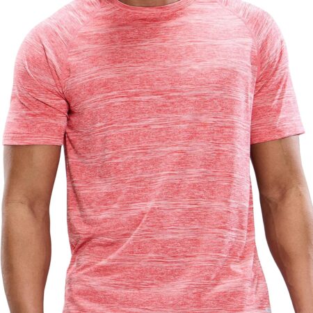 Men's Dry Fit Workout T-Shirts Athletic Running Tee Short  Crew Neck Gym Tops, Polyester, Moisture Wicking